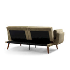 Canapé-lit convertible causeuse, tissu velours côtelé, dossier double inclinaison, ressorts sinueux, pieds en bois massif et métal, lit double, beige/kaki/vert/bleu marine/gris, pour 2 personnes
