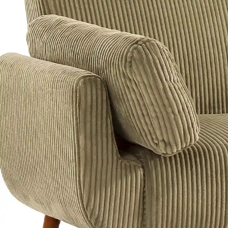 Canapé-lit convertible causeuse, tissu velours côtelé, dossier double inclinaison, ressorts sinueux, pieds en bois massif et métal, lit double, beige/kaki/vert/bleu marine/gris, pour 2 personnes
