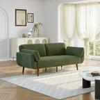 Canapé-lit convertible causeuse, tissu velours côtelé, dossier double inclinaison, ressorts sinueux, pieds en bois massif et métal, lit double, beige/kaki/vert/bleu marine/gris, pour 2 personnes