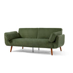 Canapé-lit convertible causeuse, tissu velours côtelé, dossier double inclinaison, ressorts sinueux, pieds en bois massif et métal, lit double, beige/kaki/vert/bleu marine/gris, pour 2 personnes