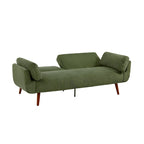 Canapé-lit convertible causeuse, tissu velours côtelé, dossier double inclinaison, ressorts sinueux, pieds en bois massif et métal, lit double, beige/kaki/vert/bleu marine/gris, pour 2 personnes