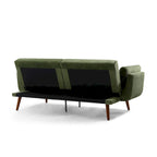 Canapé-lit convertible causeuse, tissu velours côtelé, dossier double inclinaison, ressorts sinueux, pieds en bois massif et métal, lit double, beige/kaki/vert/bleu marine/gris, pour 2 personnes