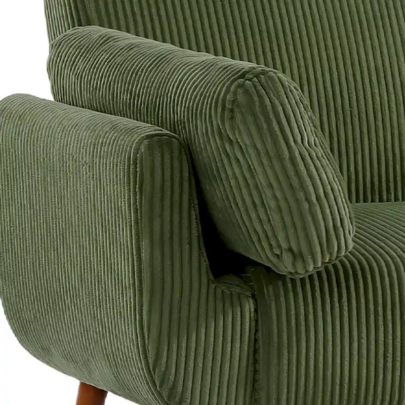 Canapé-lit convertible causeuse, tissu velours côtelé, dossier double inclinaison, ressorts sinueux, pieds en bois massif et métal, lit double, beige/kaki/vert/bleu marine/gris, pour 2 personnes