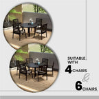 Table de salle à manger d'extérieur ronde, plateau en aluminium à lattes, trou pour parasol, revêtement en poudre, 48 po / 60 po, utilisation 4-6 personnes