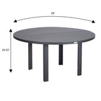 Table de salle à manger d'extérieur ronde, plateau en aluminium à lattes, trou pour parasol, revêtement en poudre, 48 po / 60 po, utilisation 4-6 personnes