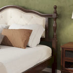 Lit plateforme Queen, tête de lit rembourrée, rangement sous le lit, noyer, pour 2 personnes