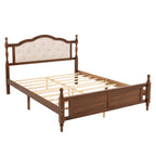 Lit plateforme Queen, tête de lit rembourrée, rangement sous le lit, noyer, pour 2 personnes