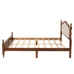 Lit plateforme Queen, tête de lit rembourrée, rangement sous le lit, noyer, pour 2 personnes