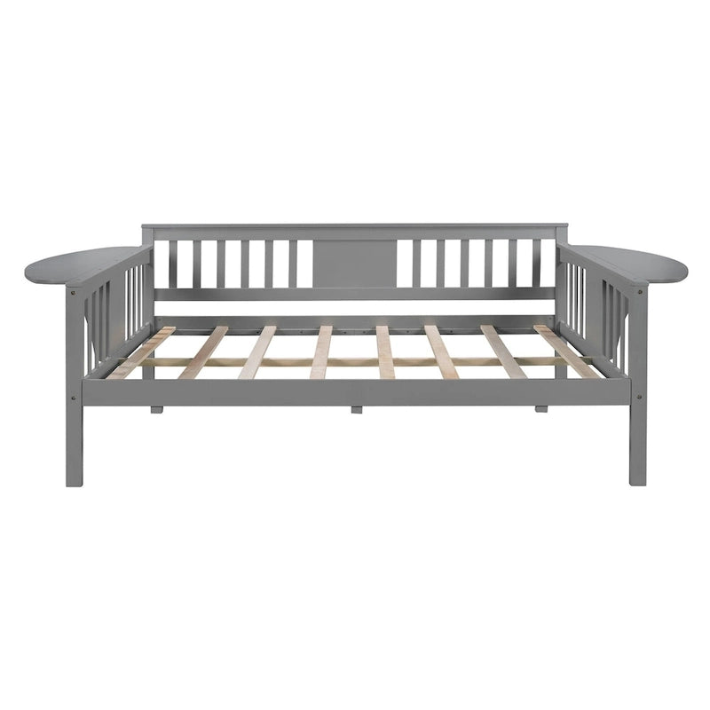 Structure de lit de repos, conception à 3 rails, 8 lattes, pieds en pin massif, contreplaqué et MDF, espresso/blanc/gris, jumeau/double, utilisation par 1 personne