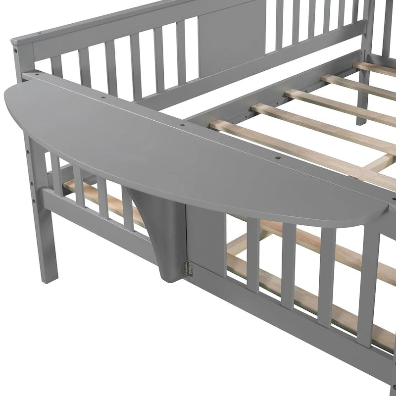 Structure de lit de repos, conception à 3 rails, 8 lattes, pieds en pin massif, contreplaqué et MDF, espresso/blanc/gris, jumeau/double, utilisation par 1 personne
