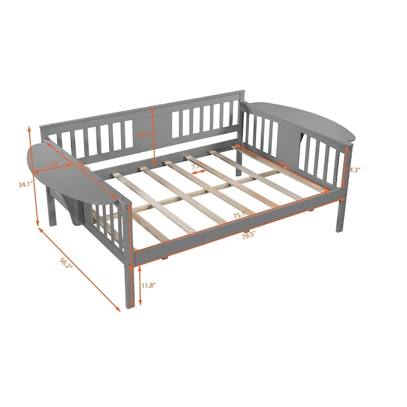 Structure de lit de repos, conception à 3 rails, 8 lattes, pieds en pin massif, contreplaqué et MDF, espresso/blanc/gris, jumeau/double, utilisation par 1 personne