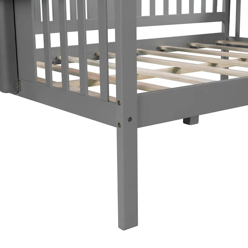Structure de lit de repos, conception à 3 rails, 8 lattes, pieds en pin massif, contreplaqué et MDF, espresso/blanc/gris, jumeau/double, utilisation par 1 personne