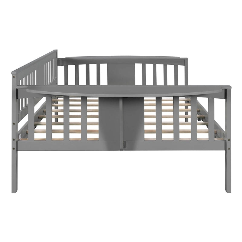 Structure de lit de repos, conception à 3 rails, 8 lattes, pieds en pin massif, contreplaqué et MDF, espresso/blanc/gris, jumeau/double, utilisation par 1 personne
