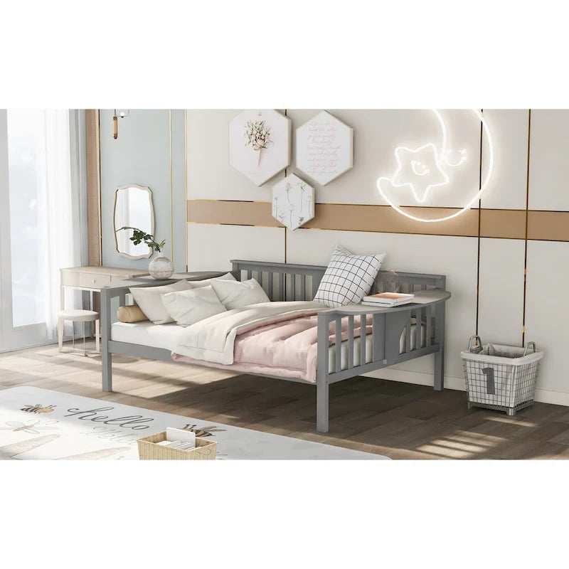 Structure de lit de repos, conception à 3 rails, 8 lattes, pieds en pin massif, contreplaqué et MDF, espresso/blanc/gris, jumeau/double, utilisation par 1 personne
