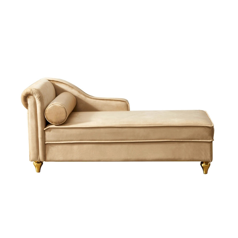 Chauffeuse, Velours, Rangement sous l'assise, Accoudoir rond, Pieds en métal doré, Cadre mousse et ressorts, Kaki, 1 place