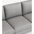Canapé 3 places en cuir véritable pleine fleur, pieds en métal noir, chargeur USB sur les accoudoirs, gris clair, pour 3 personnes