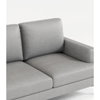 Canapé 3 places en cuir véritable pleine fleur, pieds en métal noir, chargeur USB sur les accoudoirs, gris clair, pour 3 personnes