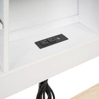 Lit plateforme, tête de lit à 4 étagères, 3 tiroirs, lit gigogne simple, 2 ports USB, pin et MDF, gris/blanc, lit simple/double, pour 2 personnes