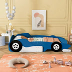 Lit de voiture de course grandeur nature, barrières latérales, pin et MDF, 10 lattes, rouge/bleu/noir, pour 1 personne