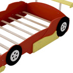 Lit de voiture de course grandeur nature, barrières latérales, pin et MDF, 10 lattes, rouge/bleu/noir, pour 1 personne