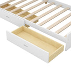 Lit plateforme King Size, tête de lit rembourrée, étagères de rangement, 2 tiroirs, lit gigogne, planche rotative, pin et MDF, gris antique / blanc, pour 2 personnes