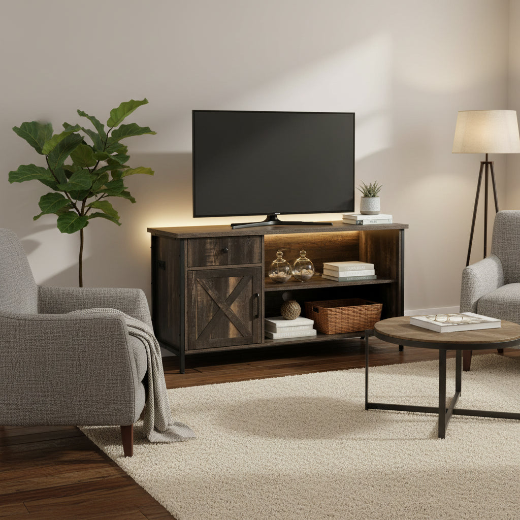 Tv Stand with Storage for Living Room Tv Consoles Table for 80/75/70 Inch TVs with Power Outlets LED Lights Drawers
