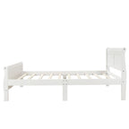 Lit plateforme jumeau, style traîneau, tête et pied de lit creux, bois massif, blanc, 1 personne