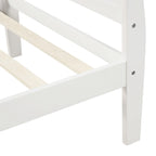 Lit plateforme jumeau, style traîneau, tête et pied de lit creux, bois massif, blanc, 1 personne