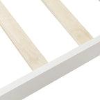 Lit plateforme jumeau, style traîneau, tête et pied de lit creux, bois massif, blanc, 1 personne