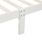 Lit plateforme jumeau, style traîneau, tête et pied de lit creux, bois massif, blanc, 1 personne