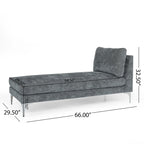 Chaise longue en tissu contemporaine, pieds en fer argentés, coussin de dossier, ivoire/noir/gris, pour 1 personne