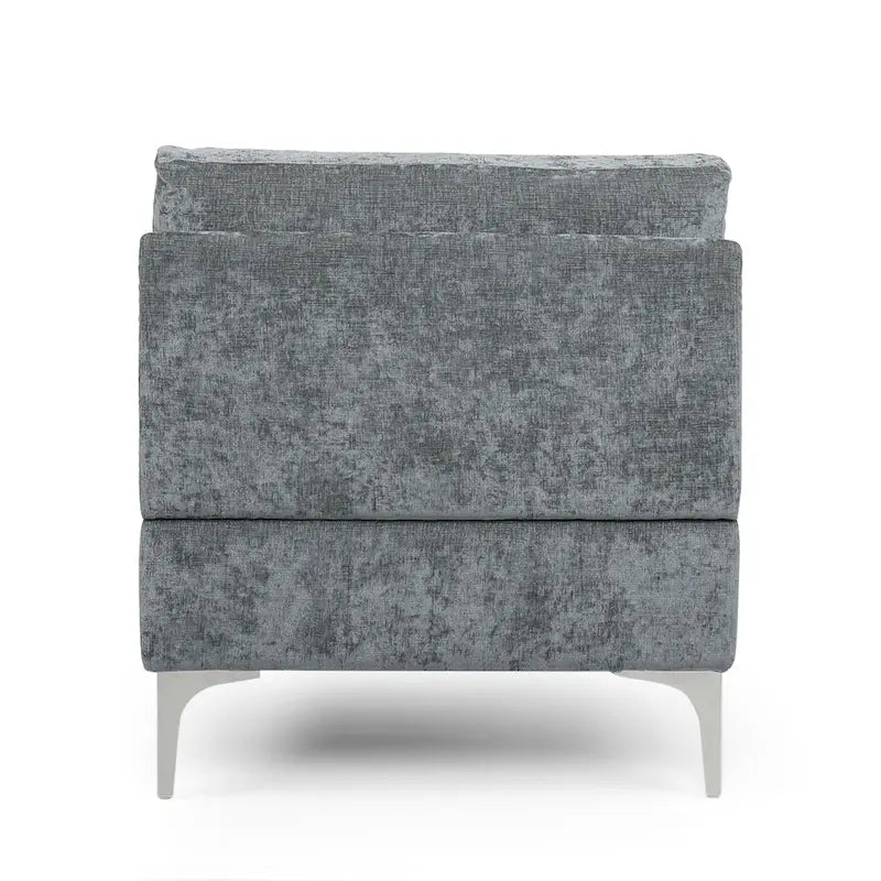 Chaise longue en tissu contemporaine, pieds en fer argentés, coussin de dossier, ivoire/noir/gris, pour 1 personne
