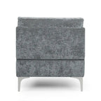 Chaise longue en tissu contemporaine, pieds en fer argentés, coussin de dossier, ivoire/noir/gris, pour 1 personne