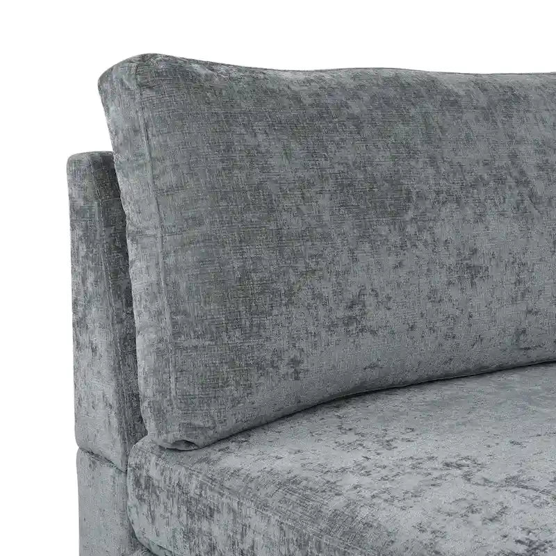 Chaise longue en tissu contemporaine, pieds en fer argentés, coussin de dossier, ivoire/noir/gris, pour 1 personne