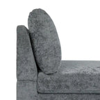 Chaise longue en tissu contemporaine, pieds en fer argentés, coussin de dossier, ivoire/noir/gris, pour 1 personne