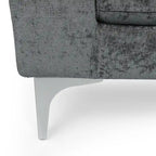 Chaise longue en tissu contemporaine, pieds en fer argentés, coussin de dossier, ivoire/noir/gris, pour 1 personne