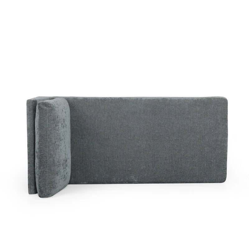 Chaise longue en tissu contemporaine, pieds en fer argentés, coussin de dossier, ivoire/noir/gris, pour 1 personne