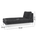 Chaise longue en tissu contemporaine, pieds en fer argentés, coussin de dossier, ivoire/noir/gris, pour 1 personne