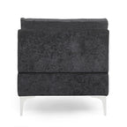 Chaise longue en tissu contemporaine, pieds en fer argentés, coussin de dossier, ivoire/noir/gris, pour 1 personne
