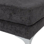 Chaise longue en tissu contemporaine, pieds en fer argentés, coussin de dossier, ivoire/noir/gris, pour 1 personne