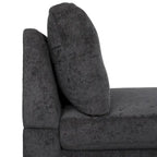 Chaise longue en tissu contemporaine, pieds en fer argentés, coussin de dossier, ivoire/noir/gris, pour 1 personne