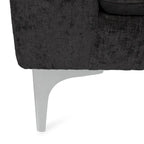 Chaise longue en tissu contemporaine, pieds en fer argentés, coussin de dossier, ivoire/noir/gris, pour 1 personne