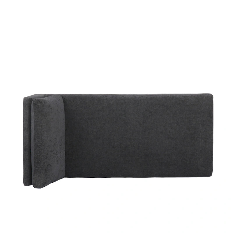 Chaise longue en tissu contemporaine, pieds en fer argentés, coussin de dossier, ivoire/noir/gris, pour 1 personne