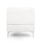 Chaise longue en tissu contemporaine, pieds en fer argentés, coussin de dossier, ivoire/noir/gris, pour 1 personne