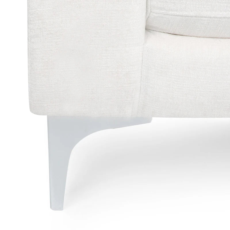 Chaise longue en tissu contemporaine, pieds en fer argentés, coussin de dossier, ivoire/noir/gris, pour 1 personne