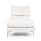 Chaise longue en tissu contemporaine, pieds en fer argentés, coussin de dossier, ivoire/noir/gris, pour 1 personne