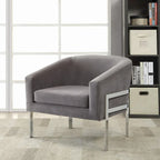 Fauteuil d'appoint, dossier incurvé, accoudoirs droits, revêtement velours, pieds en métal chromé, noir / blanc / gris, pour 1 personne