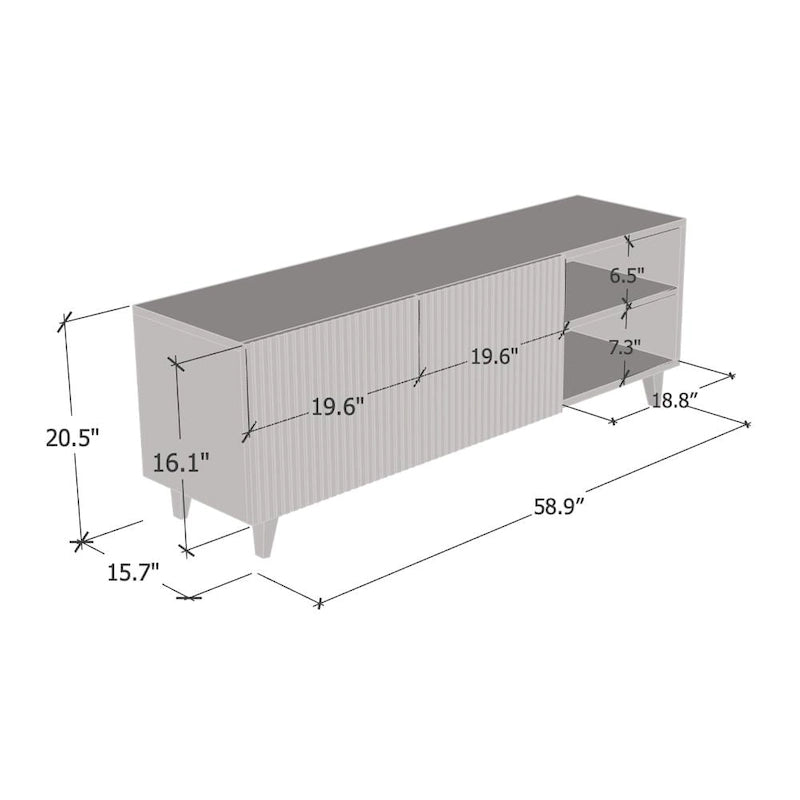 Meuble TV de 150 cm, style moderne, finition mate, convient aux téléviseurs jusqu'à 65 pouces, blanc/noir, utilisation par 1 personne