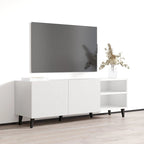 Meuble TV de 150 cm, style moderne, finition mate, convient aux téléviseurs jusqu'à 65 pouces, blanc/noir, utilisation par 1 personne
