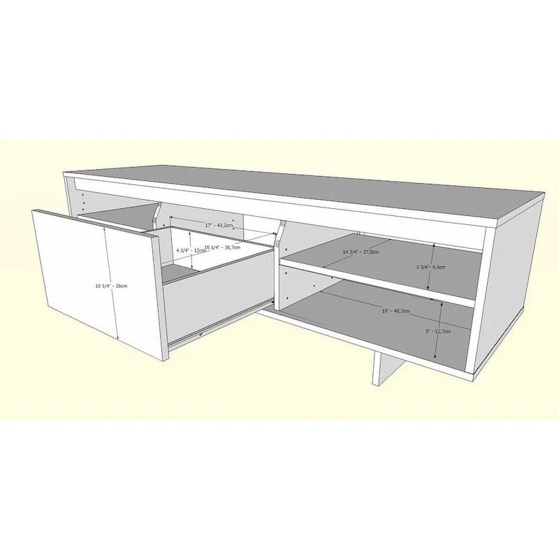 Meuble TV de 60 pouces, 2 portes avec étagères réglables, tiroir central, grain de bois, style scandinave, beige / noyer, utilisation par 1 personne